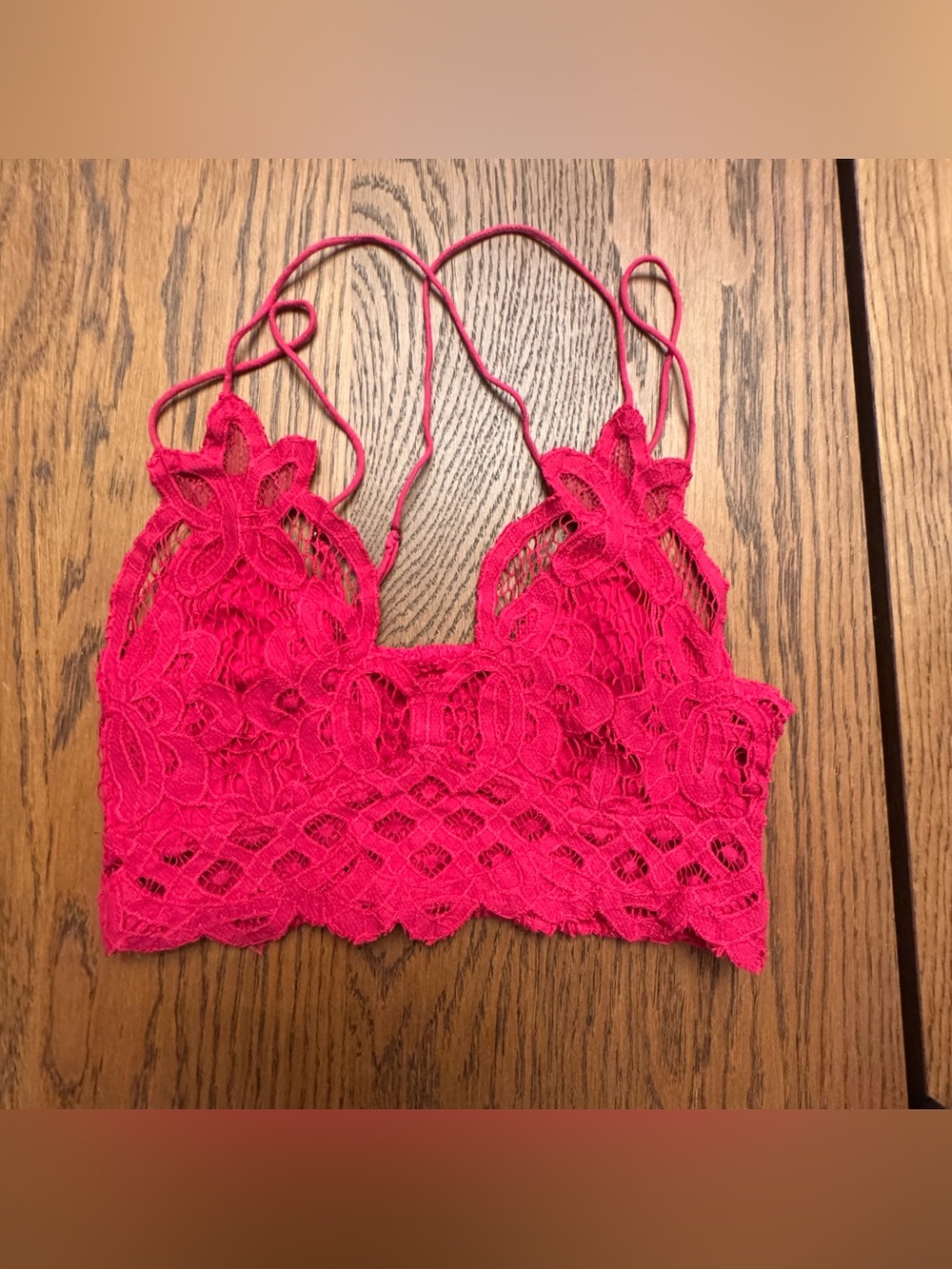 Free People Adella Bralette bright Pink crochet Lace Size Festival boho Small